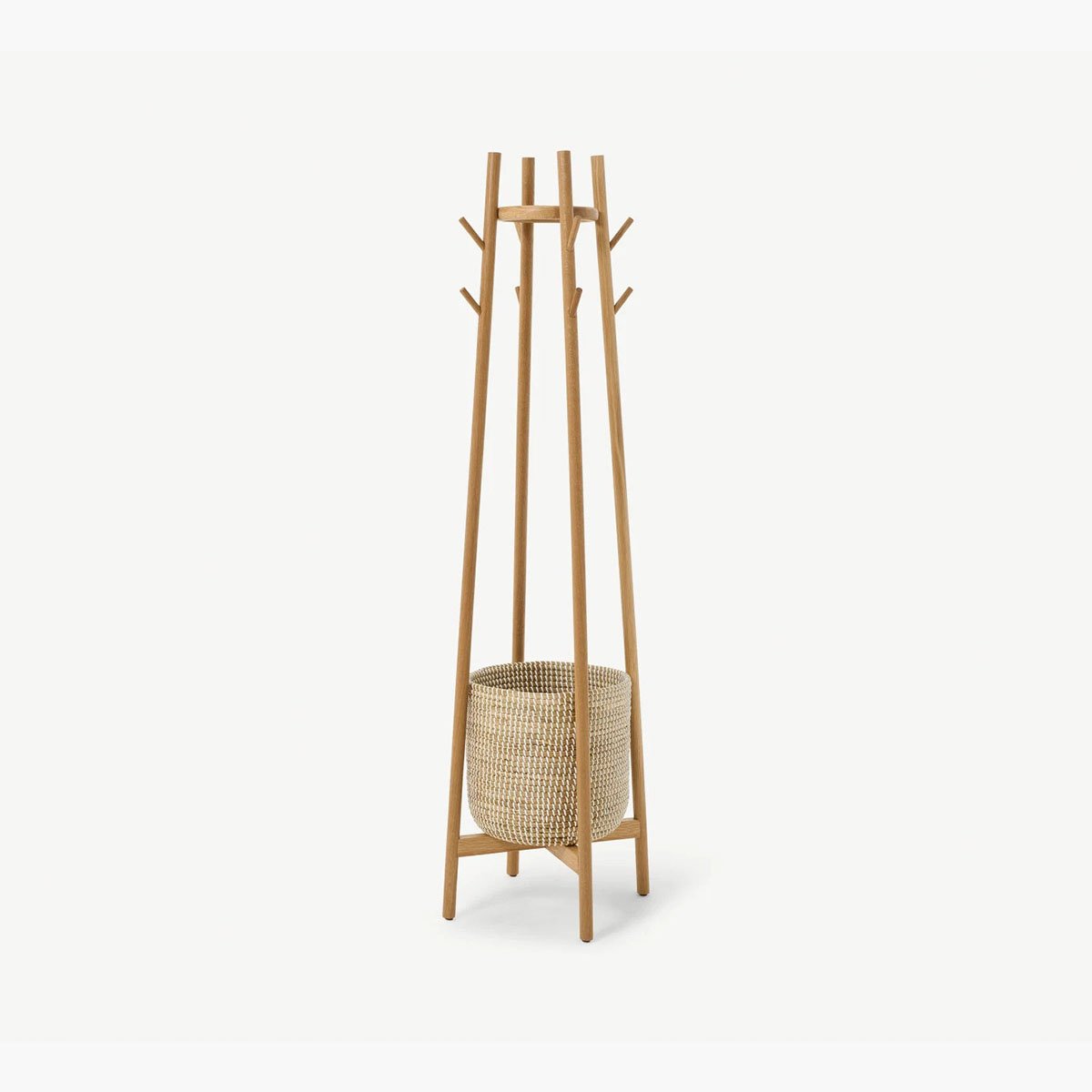 Manu Coat Stand with Natural Seagrass Basket