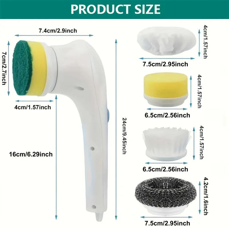 Electric Power Scrubber with interchangeable heads