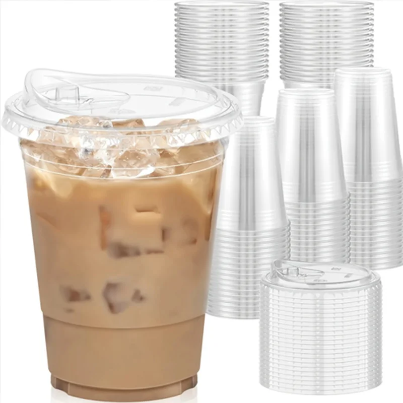Clear disposable cups with lids