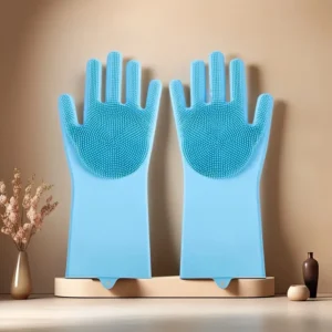 Blue pet grooming glove