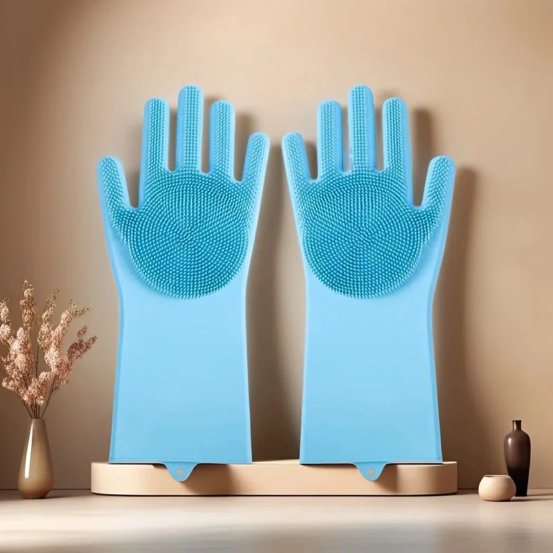 Blue pet grooming glove