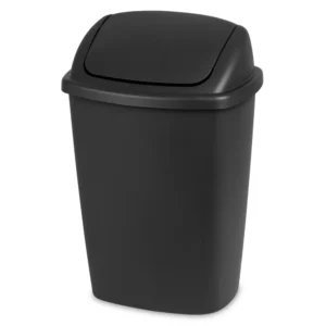 Black swing top trash can