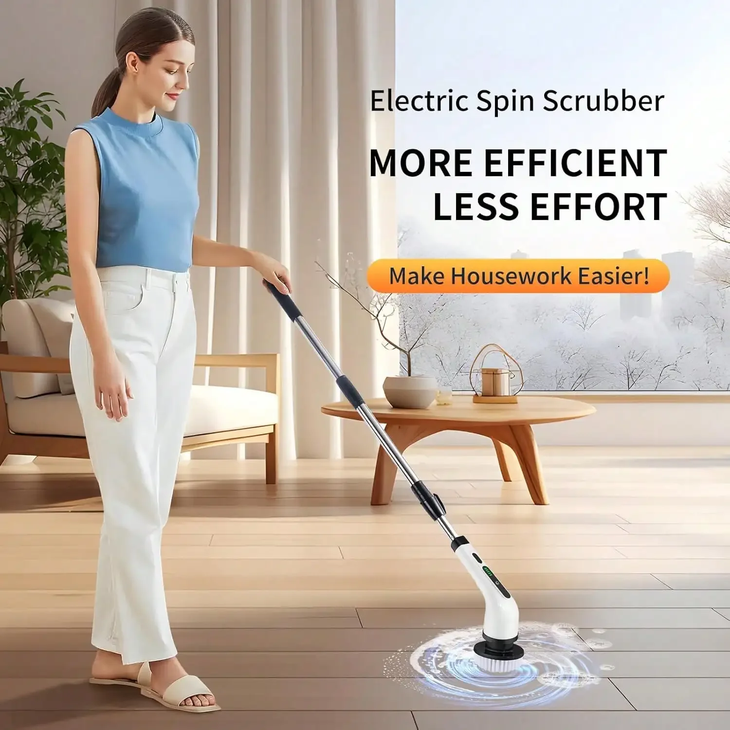 Cordless spin scrubber