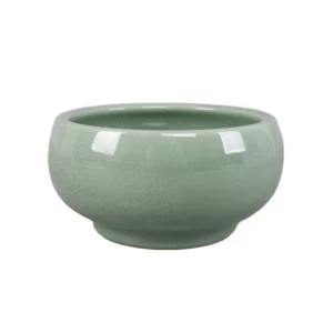Green ceramic planter