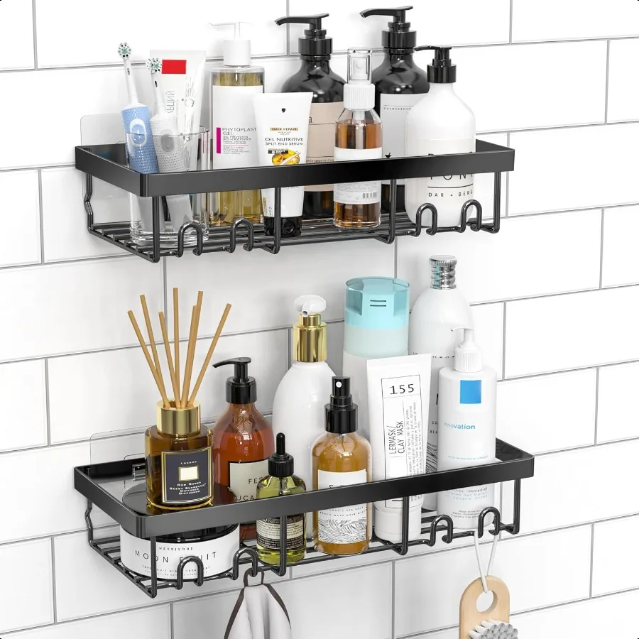 Black shower shelf