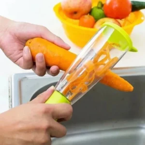 Vegetable peeler with container