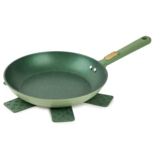 Green nonstick frying pan